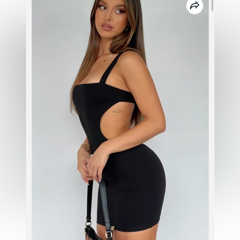 White Fox Black Cutout Bodycon Mini Dress NWT | Sexy Open Side Club Party Dress